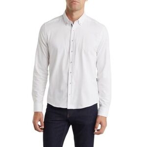 Stone Rose White Button Down Mens Size Extra Large Botton Front Textured Shirt